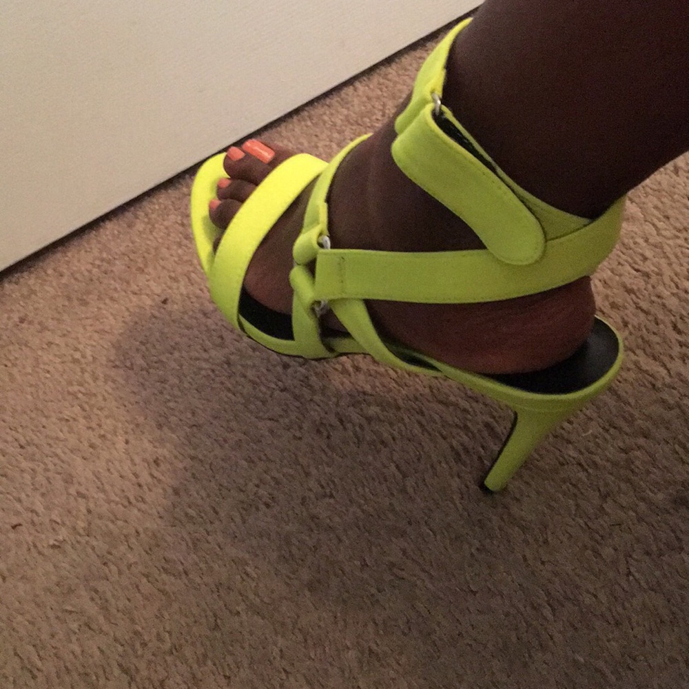 Neon open toe heels